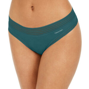 Calvin Klein Thong Panties Womens Striped Waist Lace Trim Underwear QD3670-989