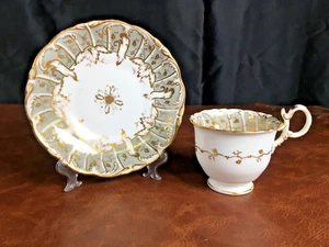 19. Jahrhundert Davenport englische Teetasse und Untertasse Muster 706 vergoldetes Porzellan - Bild 1 von 7