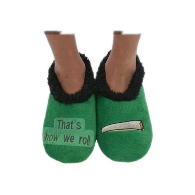 Zapatillas para mujer Snoozies nuevas con etiquetas 420 verdes así es como enrollamos hierba pequeñas 5/6 nuevas Foto 1 de 4
