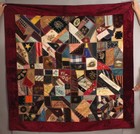 Antique American Folk Art Hand-Sewn Silk Velvet Embroidered Crazy Quilt, NR