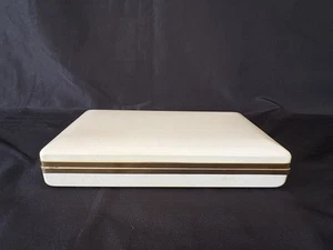 Vintage Creamy Mele Hard Case Clamshell Reise Schmuckkästchen Rot Samt - Bild 1 von 11