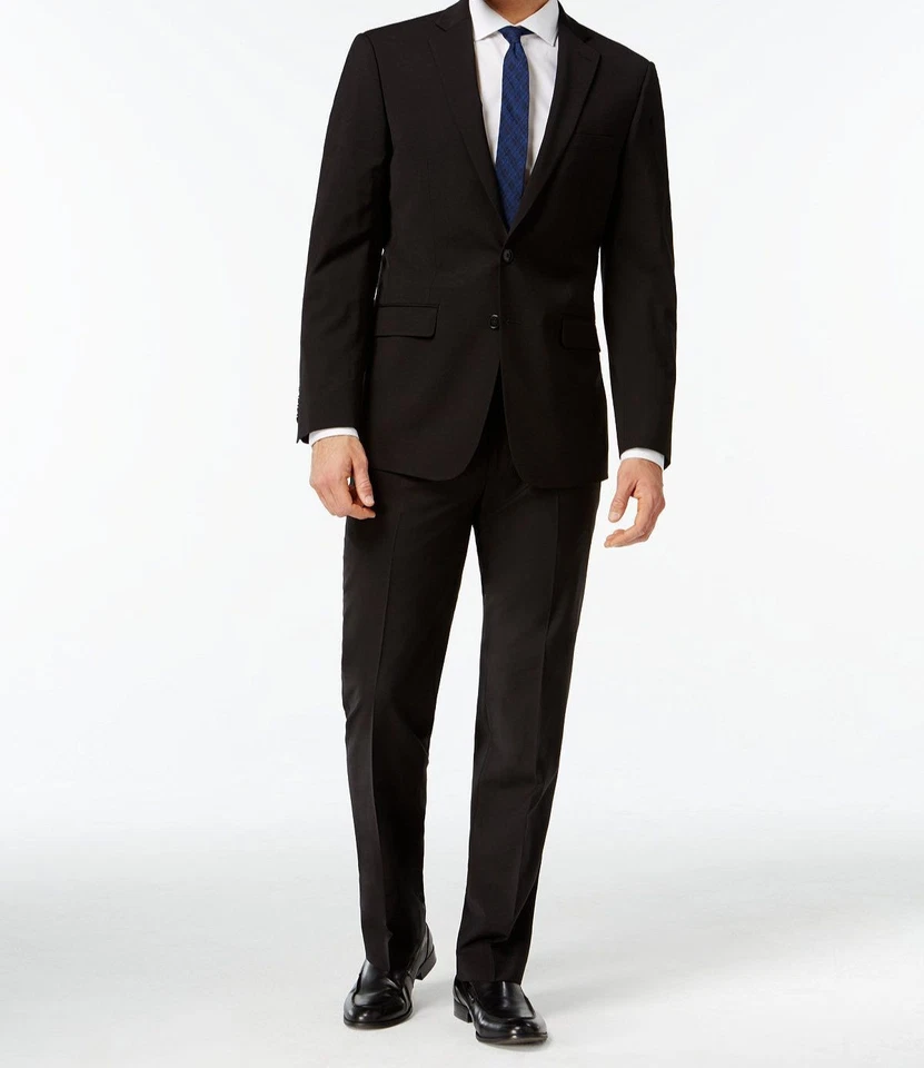 Calvin Klein X-fit Solid Slim Fit 2pc Suit 40r / 34 X 30 Black