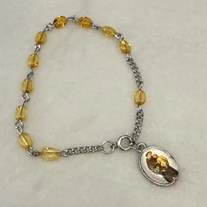 7.5" Beaded Rosary Bracelet With St. Anthony Saint of Miracles Religious Charm - Picture 1 of 4