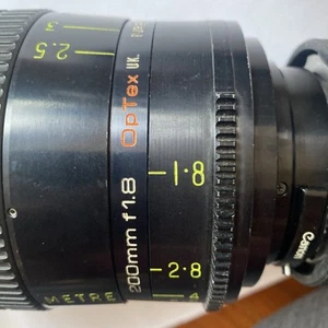 Canon 200mm T1.8 Arri Bayonet Mount PL Adapter Round Iris Optex UK Excellent - Picture 1 of 14