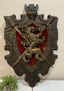 De Colección Medieval Real Heráldico Escudo Cresta de León Escudo Espada Placa de Pared - Imagen 1 de 11