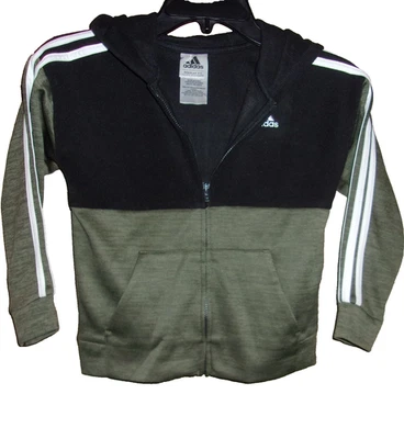 ADIDAS Long Sleeve Black & Gray Hooded Jacket Boy's Size: 5 NWT $30 - Image 1 of 4