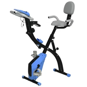 HOMCOM 2-In-1 Folding Exercise Bike with 8-Level Magnetic Resistance Blue - Picture 1 of 11