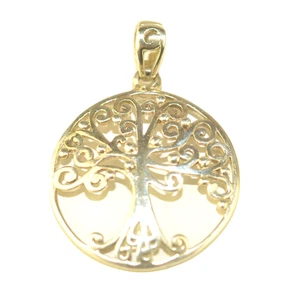 PENDENTIF ROND ARGENT STERLING ARBRE DE VIE FILIGRANE AJOURÉ 7/8" POUR COLLIER - Photo 1 sur 4