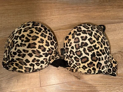 Sujetador push up con estampado de guepardo con cable, negro y marrón, sujetador 36B Foto 1 de 3