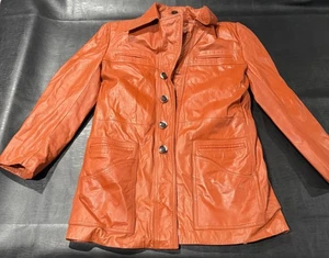 Vintage Retro braune Montgomery Ward Rindslederjacke Herren Größe 38R Knopfleiste - Bild 1 von 6