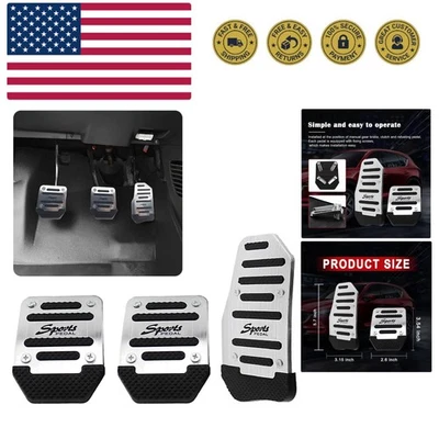 Almohadillas de pedal de aleación de aluminio antideslizantes para automóvil de 3 piezas, caja de cambios manual/automática Gas Pe... Foto 1 de 4