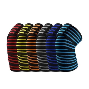 2 PCS Striped Knee Bandages Weightlifting Gym Fitness Basketball Knee Protection - Picture 1 of 14