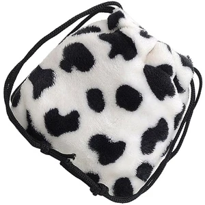 Cow Pattern Crossbody Bag Plush Shoulder Bag Drawstring Crossbody Purse for - Picture 1 of 11