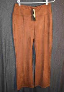NEW Liverpool Los Angeles Women's XL Pearl Flare Brown Pants Suede Stretchy NWT - Picture 1 of 9
