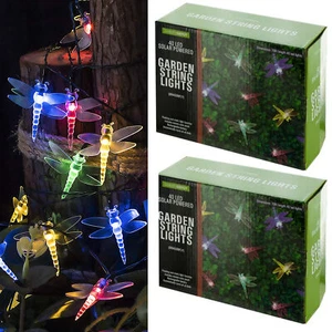 2 Pk Waterproof Dragonfly Fairy String Lights Solar Powered 40 Led Garden Party - Picture 1 of 1