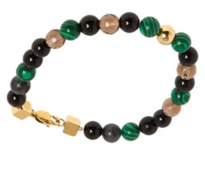 Northskull Mens Bracelet Green & Multiple Gem Beads w/ Gold Plated Last 1! 23cm - Picture 1 of 13