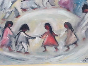 Vintage Large Signed Ted DeGrazia Print -  LOS NINOS  Children of the World - Picture 1 of 12