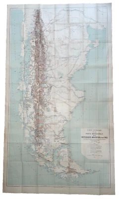 FRONTERAS SUR ARGENTINA Y CHILE 1902 F. P. MORENO MAPA ANTIGUO INUSUAL MUY GRANDE Foto 1 de 4