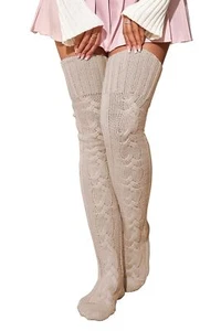 Women's Thigh High Socks Cable Knit Over the Knee Leg Warmers Extra Long Wint... - Picture 1 of 6