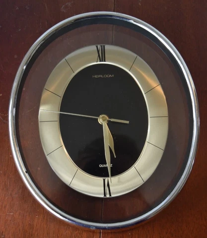 Vtg 80's 90s Modern Clear & Gold Oval Plastic Heirloom Quartz Wall Clock Cover