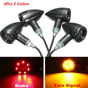 4x Universal Motorcycle Dual Colors LED Amber Turn Signal lights Rear Brake Lamp