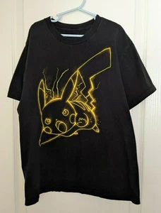 Pokemon Boys Neon Outline Electric Pikachu Graphic T-Shirt Size M - Picture 1 of 6