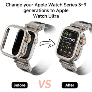 Estuche con marco de metal cambio a Ultra para Apple Watch Series 9 8 7 6 5 4 SE 44/45 mm - Imagen 1 de 15