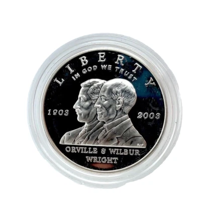2003 P First Flight Centennial 90% Silver Proof Commemorative Dollar in Capsule - Image 1 of 4