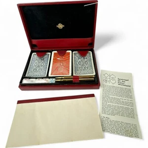 Vintage Game Set - Deck of Cards, Poker Dice, Instructions, Pencils, Red Case - Picture 1 of 19