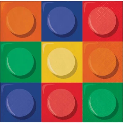 Creative Converting Colorful Block Party Beverage Napkins 2 ply  5"x5"  32 Count - Image 1 of 2