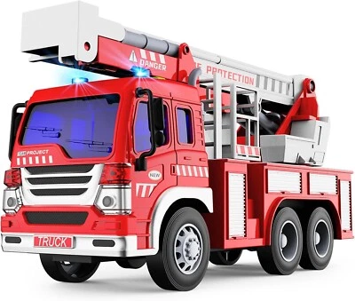 GizmoVine Feuerwehrauto, Feuerwehr Auto Reibungskraft Spielzeug Auto mit Leit...