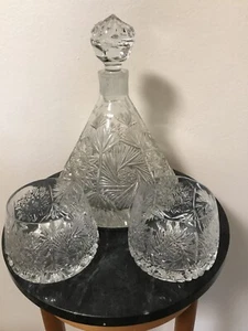 Decantador de botella de licor de vino de cristal de Captain's de colección vasos tapón transparente - Imagen 1 de 11