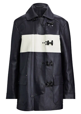 Abrigo Chaqueta Para Mujer Polo Ralph Lauren Cuero Azul Marino Bombero S Nuevo $1498 Foto 1 de 3