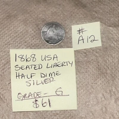 1868 S Seated Liberty Half Dime- San Francisco, Good Details #a13 - Image 1 of 4