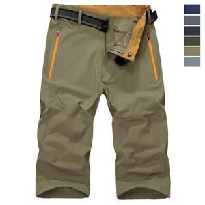 Men's 3/4 Below Knee Quick Dry Hiking Pants Waterproof Casual Cargo Work Shorts