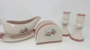 Royal Seasons Christmas 6 Piece Stonware Table Top Set "Holiday Snowman" - Bild 1 von 7