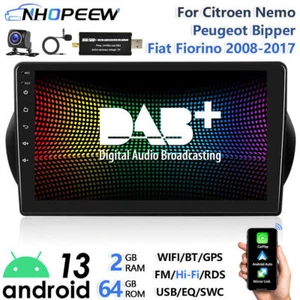 Radio de coche GPS navegador DAB+ 10" Android CarPlay para Citroen Nemo Bipper Fiat Fiorino - Imagen 1 de 22