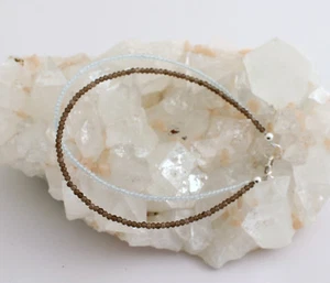 Cuarzo Ahumado Y Topacio Azul Pulsera Banda de Brazo de Piedra Preciosa Joya 925 - Imagen 1 de 1