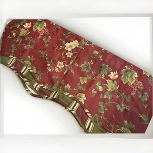 WAVERLY Red Chianti Capulet Grapes Window Valance Floral Stripe Scallop 76 x 17" - Picture 1 of 5