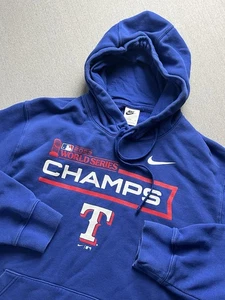 Texas Rangers Hoodie Mens XL Blue Nike Baseball 2023 Champions MLB Pullover - Picture 1 of 7