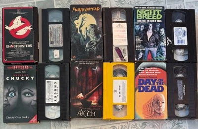 LOT OF 6 USED HORROR VHS PUMPKINHEAD BRIDE OF CHUCKY NIGHT BREED AX'EM BR - Image 1 of 3