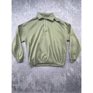 Tommy Bahama Mens 1/4 Zip Pullover Sweater Sage Green Ribbed Collared - Picture 1 of 12