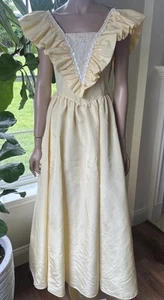 Vintage Gunne Sax Jessica McClintock Yellow Prom Dress Big Bow 80s - Picture 1 of 14