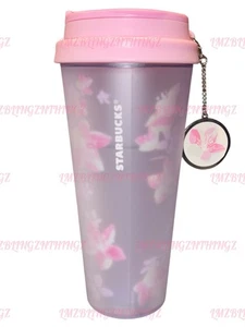 Bicchiere Starbucks US 2024 rosa fiori di ciliegio soft touch con fascino 16 oz ~ VHTF/NUOVO CON ETICHETTE - Foto 1 di 15
