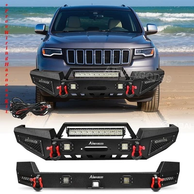 For Jeep Grand Cherokee WJ 1999-2004 Front/Rear Bumper D-Rings Winch Plate Black Foto 1 de 4