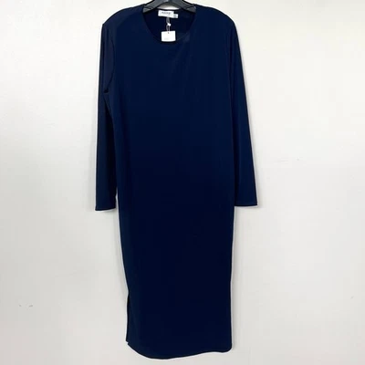 NEW Flounce (ASOS) SIZE 12 MATERNITY Navy Blue Jersey Long Sleeve Dress Pockets - Image 1 of 4