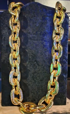 Cadena de oro de plástico grande de 32" gruesa - luz intermitente - bisutería de hip hop Foto 1 de 2
