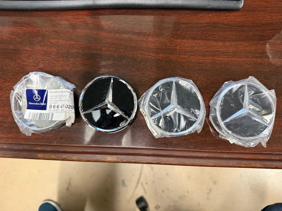 MERCEDES BENZ SET OF 4 MATT BLACK 75 mm/2.95in Wheel Center Caps Fits Most Model - Image 1 of 1