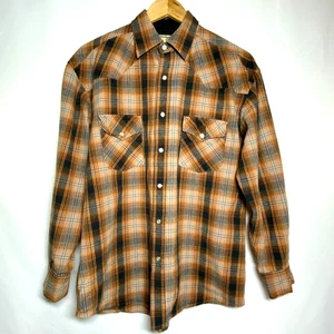 Jesse James Work Wear Shirt Men's M West Coast Choppers Western Plaid Pearl Snap - Picture 1 of 12
