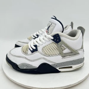 Scarpe Nike Air Jordan 4 Youth taglia 5Y donna 6,5 408452-140 Midnight Navy bianche - Foto 1 di 11